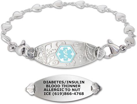 Divoti Custom Engraved Medical Alert Bracelets for Women, Stainless Steel Medical Bracelet ...