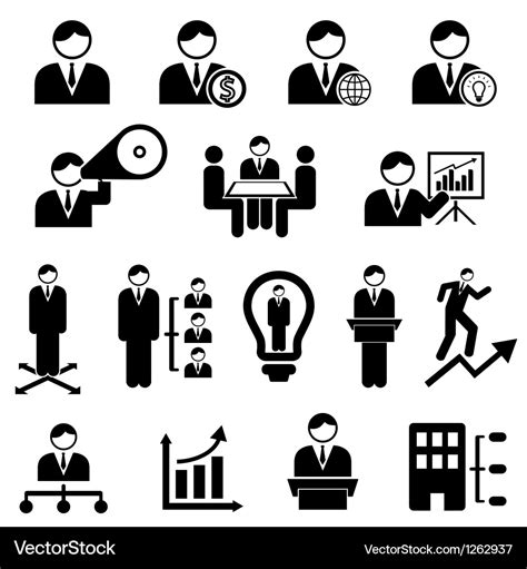 Management icons Royalty Free Vector Image - VectorStock