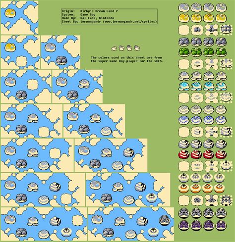 The Spriters Resource - Full Sheet View - Kirby's Dream Land 2 - Overworld Map