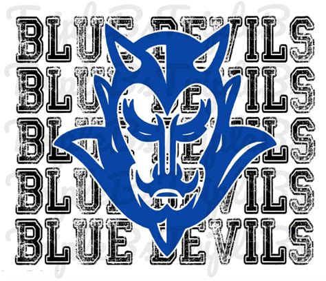 Blue Devils Mascot Stacked PNG, Digital Download Distressed Trident ...