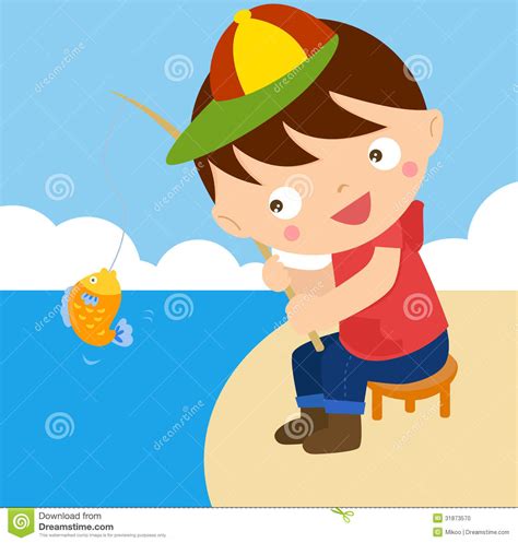 boy in pond fishing clipart - Clipground