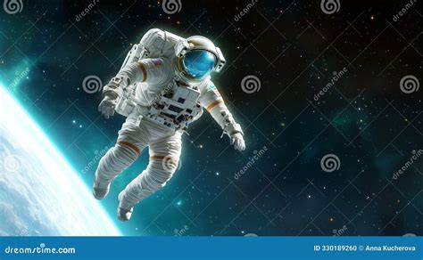 Astronaut Floating Above Earth With Stars In The Background Royalty ...