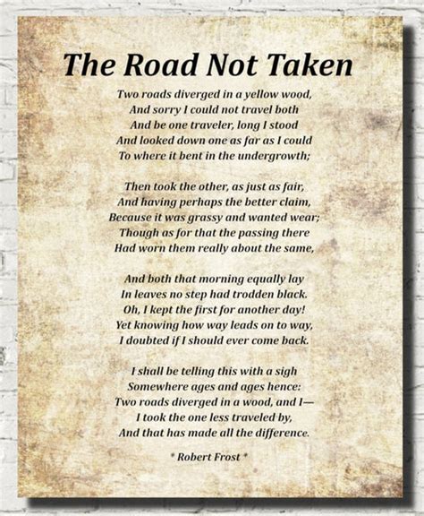 The Road Not Taken Poem by Robert Frost, Typography Print – GalleryThane