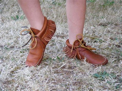 Leather Boots and Moccasins Handmade Buckskin Moccasin Leather Fringe Indian Mountain Men ...