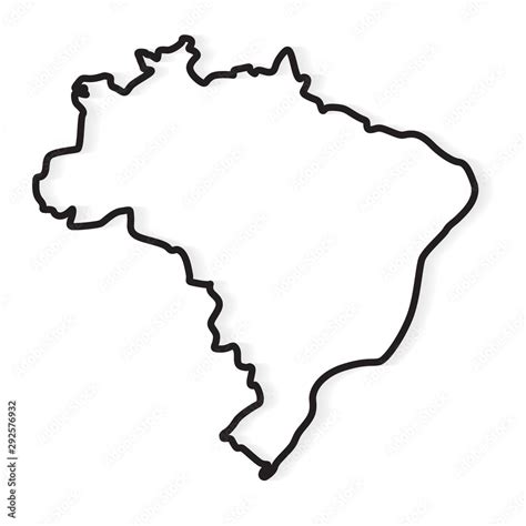 black outline of Brazil map- vector illustration Stock Vector | Adobe Stock