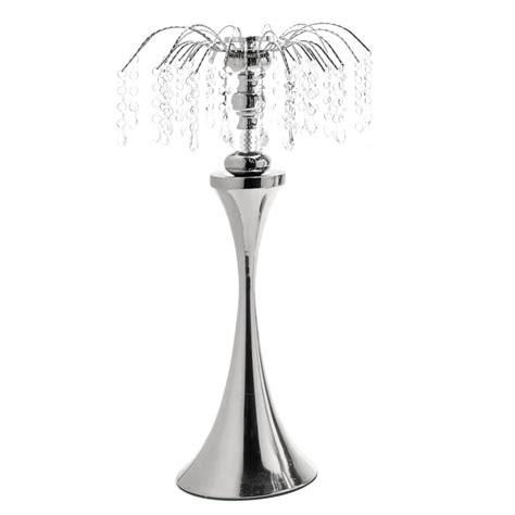 4 x Metal Table Top Centerpiece with Crystal Strands 23¼- Silver