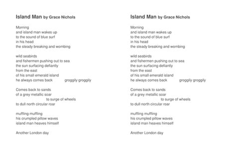 KS3 poetry - 'Island Man' by Grace Nichols by slinds - Teaching ...