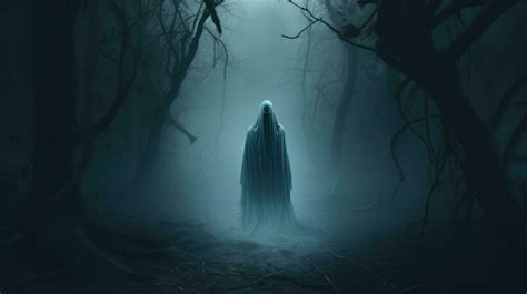 AI generated Scary Ghost in the Spooky Jungle at Dark Night Background ...