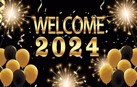 Welcome 2024 Photography Backdrop for New Year's Eve Party Decoration Banner Background Happy ...