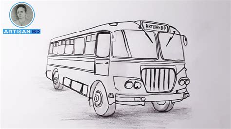 how to draw a big old bus easy step by step - YouTube