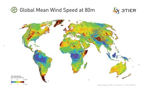 Global average wind speed - Vivid Maps