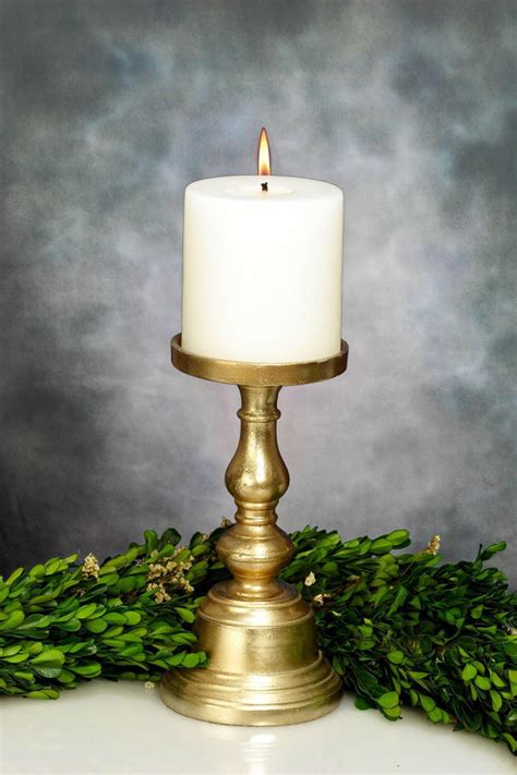 Athena Gold Candleholder 9.5in, Pillar Candle Holders - Quick Candles