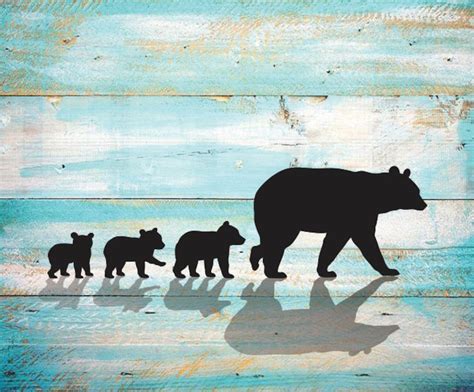 Mama Bear SVG Three Cubs Silhouette Clipart Iron on Bear Cub | Etsy