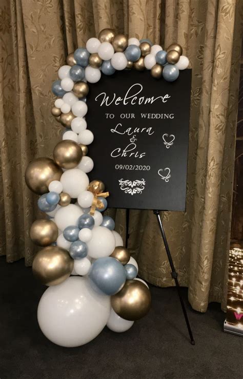 Wedding welcome board | Wedding balloon decorations, Wedding welcome board, Wedding balloons