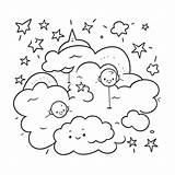 Mewarnai Awan Langit Sketsa Lua Matahari Lune Colouring Colorear  sketch template