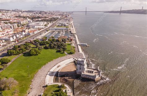 Aerial view of the Tagus River, Lisbon, Portugal - Stock Image - F040 ...