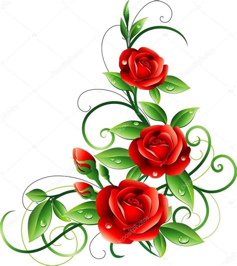 Descargar - Rosas rojas — Ilustración de stock #6406048 | Flower drawing, Roses drawing, Red roses