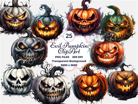 Evil Pumpkin Clipart Halloween Scary Pumpkins Evil Pumpkin - Etsy