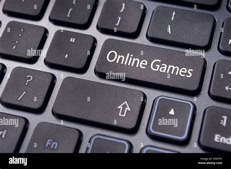 online games concepts, with message on enter key of computer keyboard ...