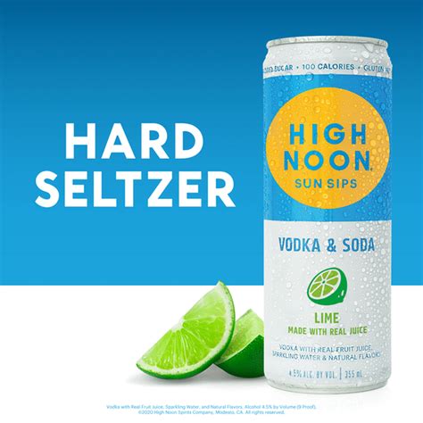 High Noon Lime Vodka Hard Seltzer (355 ml) - Instacart