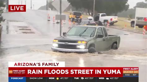 Flooded streets in Yuma due to winter storm - YouTube