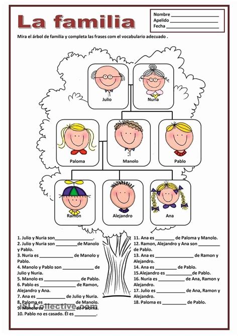 50 Spanish Family Tree Worksheet