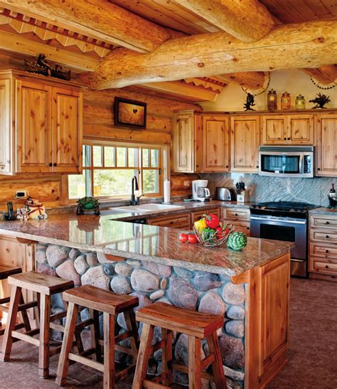 19 Log Cabin Home Décor Ideas | Log home kitchens, Log cabin kitchens, Log home kitchen