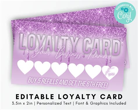 Printable Purple Loyalty Card Template Editable Beauty | Etsy