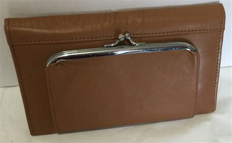 Rolfs Ladies Brown Back Frame Clutch Checkbook Leather Wallet W/ Snap Closure - Wallets