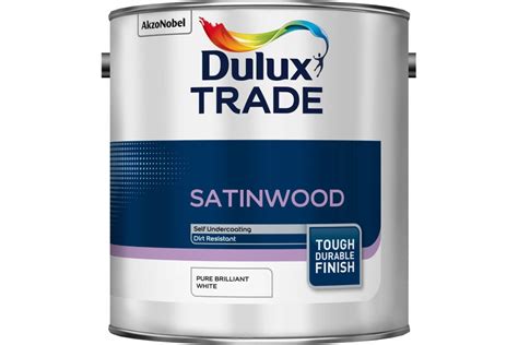 Dulux Trade Satinwood Paint Pure Brilliant White 2.5L | Travis Perkins