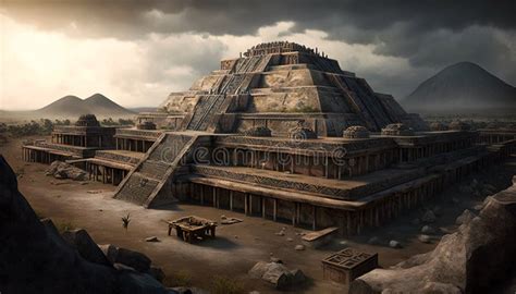 Maya Pyramids in Teotihuacan at Sunset, Mexico. Famous Ancient Building, Generative AI Stock ...