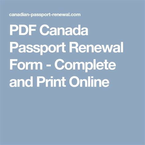 PDF Canada Passport Renewal Form - Complete and Print Online | Canadian passport, Passport ...