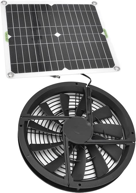 Solar Powered Fan, 100W Waterproof Solar Panel and 9.8 Inch Window Fan, Wall Mount Ventilation ...