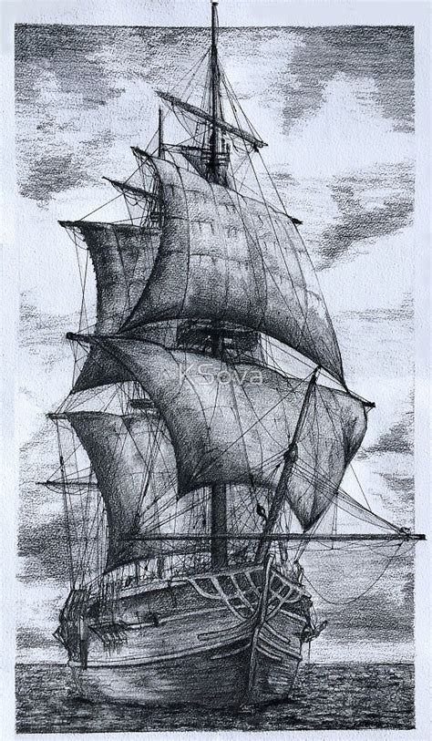 Galleon Drawing at PaintingValley.com | Explore collection of Galleon ...