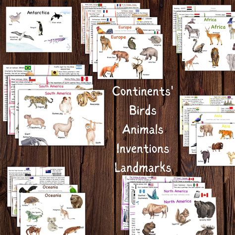 Continents Unit Printable, Continents Landmarks, Continents Birds ...