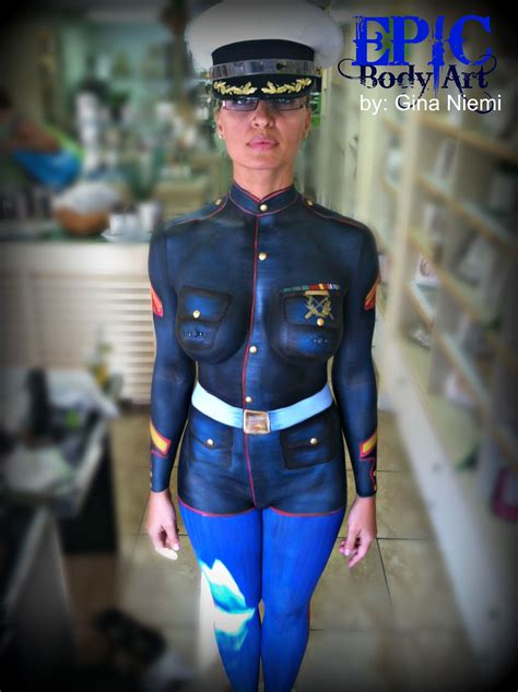 marine uniform body painting, fantasy fest, clothing body painting, amazing body art Hot Body ...