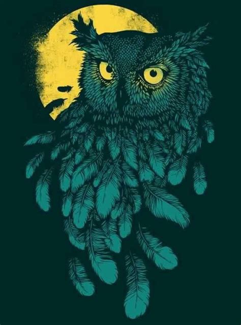 Owl & Moon art | Owl artwork, Bird art, Owl