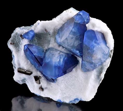 Benitoite crystals on Natrolite