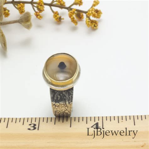 Sterling Silver and Gold Montana Agate Ring For Women– LjBjewelry