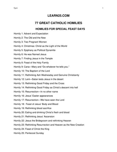 (PDF) LEARN25.COM 77 GREAT CATHOLIC HOMILIES HOMILIES FOR SPECIAL FEAST DAYS