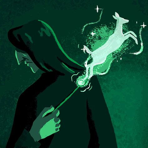 Illustration of Severus Snape casting his doe Patronus from Read the Magic Severus Snape Cast ...