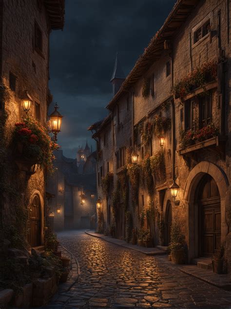 Medieval night street by Roberto Feick - Playground