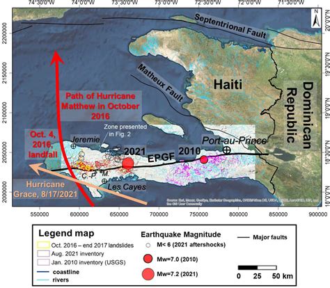 Location of the study region in Haiti: satellite image view of Haiti ...