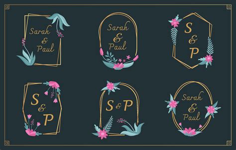 Wedding Floral Monogram Set 7067494 Vector Art at Vecteezy