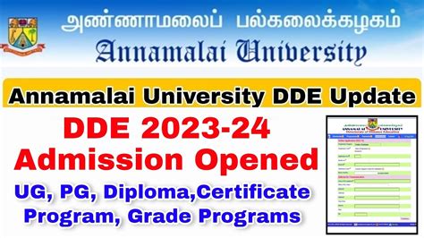 Annamalai University DDE 2023 Admission Opened For UG, PG, Diploma ...