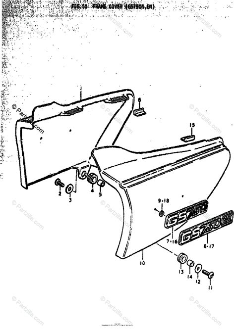 Suzuki Motorcycle 1979 OEM Parts Diagram for FRAME COVER (GS750R ...