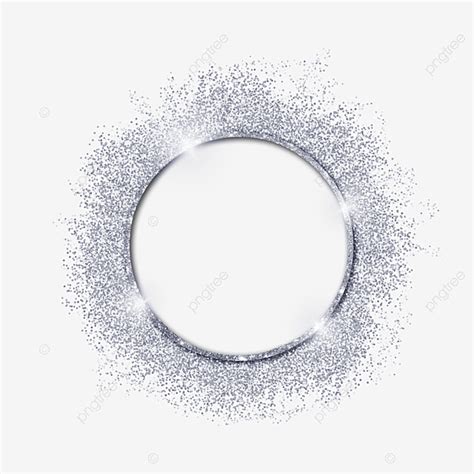 Silver Glitter Border White Transparent, Silver Round Abstract Glitter ...