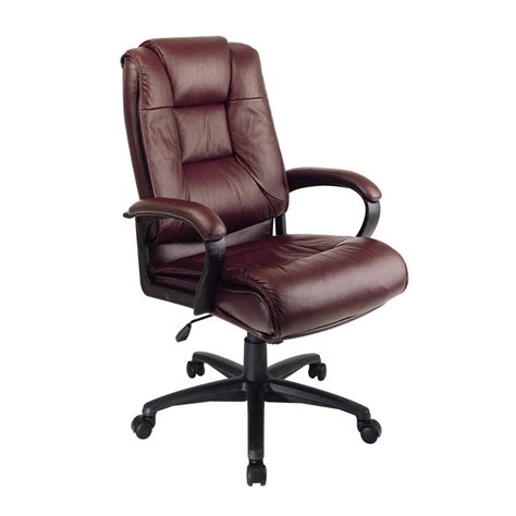 Shop Office Star One WorkSmart Burgundy Leather Executive Office Chair ...