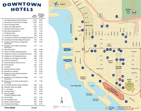 Downtown San Diego Hotel Map - Ontheworldmap.com