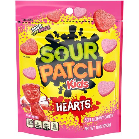 Amazon.com : SOUR PATCH KIDS Valentine Candy Hearts, Berry, 1 Count ...